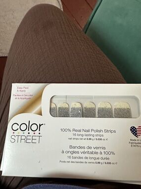 Color Street Silver Glitter to Cream Gradient Nail Strips